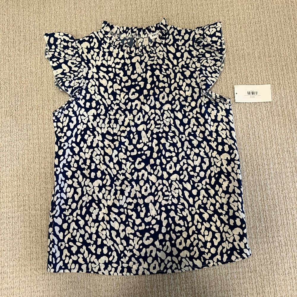 Blue and white sleeveless Top